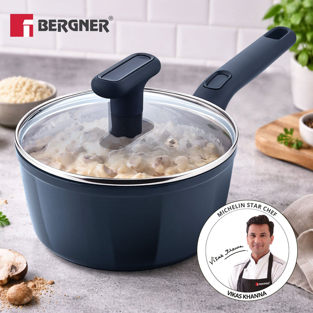 Bergner Jade Saucepan 18cm Forged Aluminium Cubic Handle