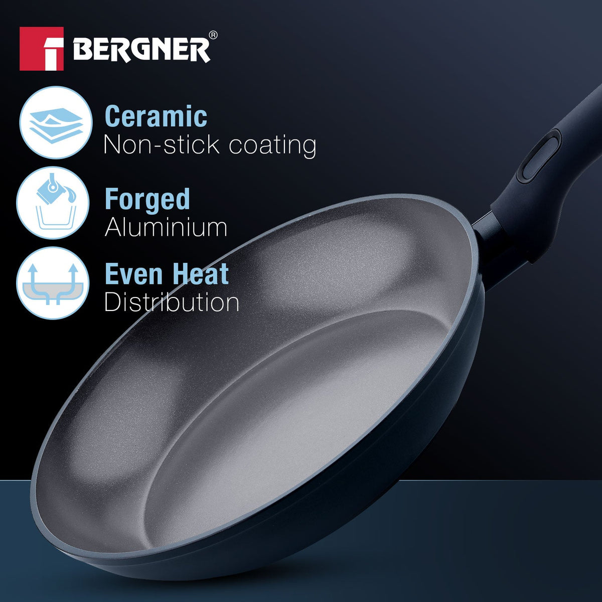 Bergner Jade 18cm Frypan / Omelette Pan, Ceramic Non-Stick Coating- Induction