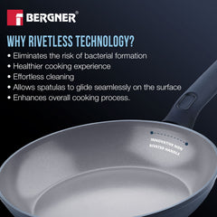 Bergner Jade 24cm Frypan with Glass Lid, Ceramic Non-Stick Coating - Induction