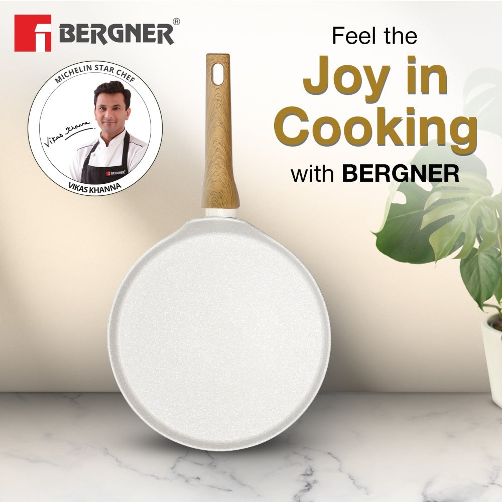 Bergner Naturally Forged Aluminum 28cm Pancake Pan / Dosa Tawa - Induction Bottom