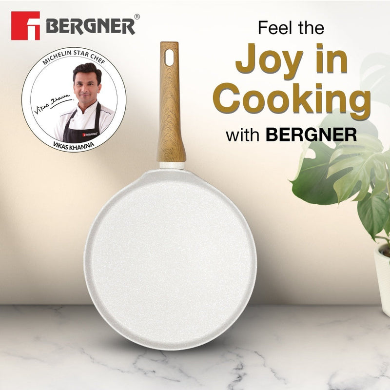 Bergner Naturally Forged Aluminum 28cm Pancake Pan / Dosa Tawa - Induction Bottom