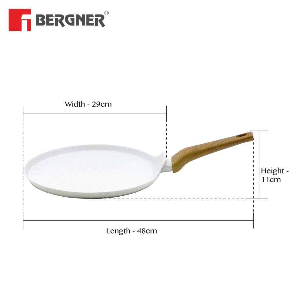 Bergner Naturally Forged Aluminum 28cm Pancake Pan / Dosa Tawa - Induction Bottom