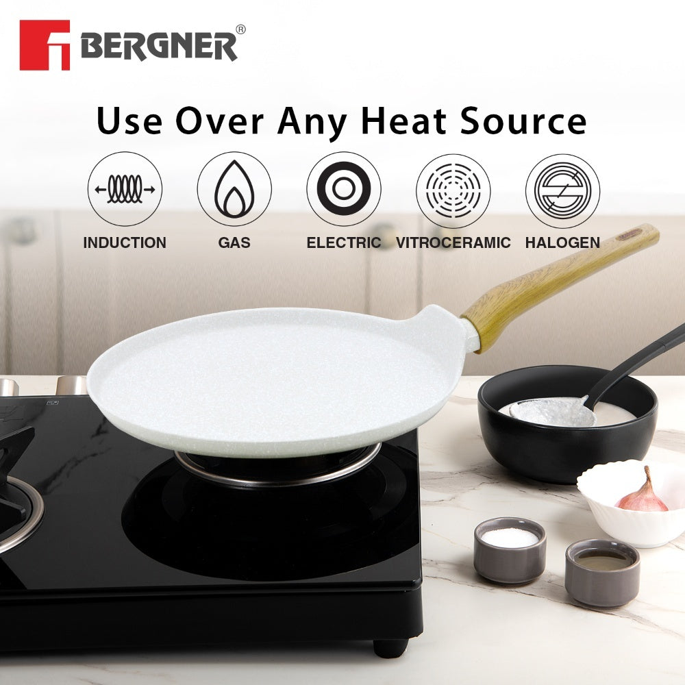 Bergner Naturally Forged Aluminum 28cm Pancake Pan / Dosa Tawa - Induction Bottom