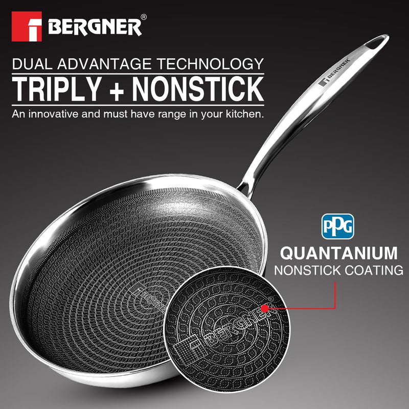 Bergner TriPly Hitech Giro 24cm Frypan with Glass Lid