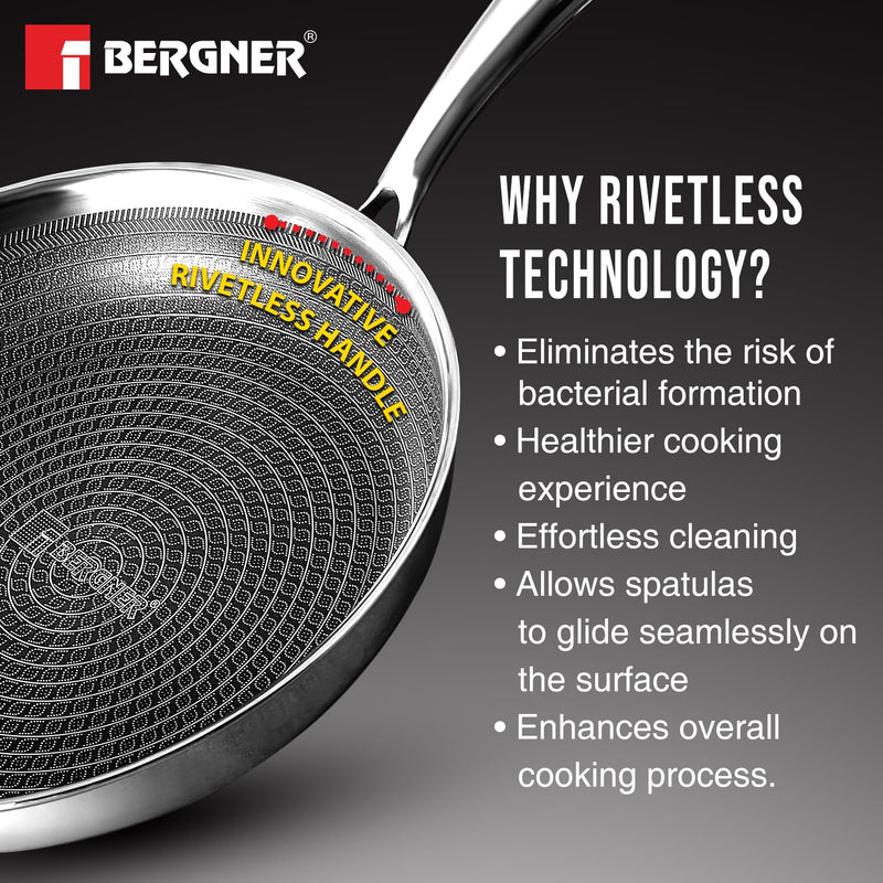 Bergner TriPly Hitech Giro 24cm Frypan with Glass Lid