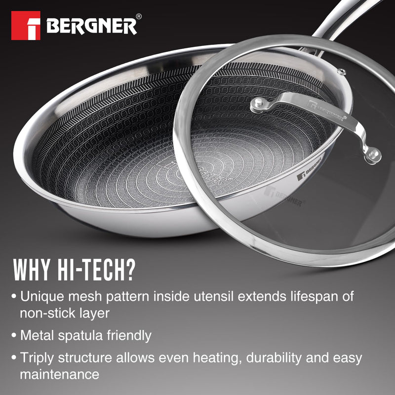 Bergner TriPly Hitech Giro 24cm Frypan with Glass Lid