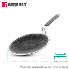 Bergner Hi-Tech Tri-Ply Stainless Steel 22cm Non-Stick Roti Tawa