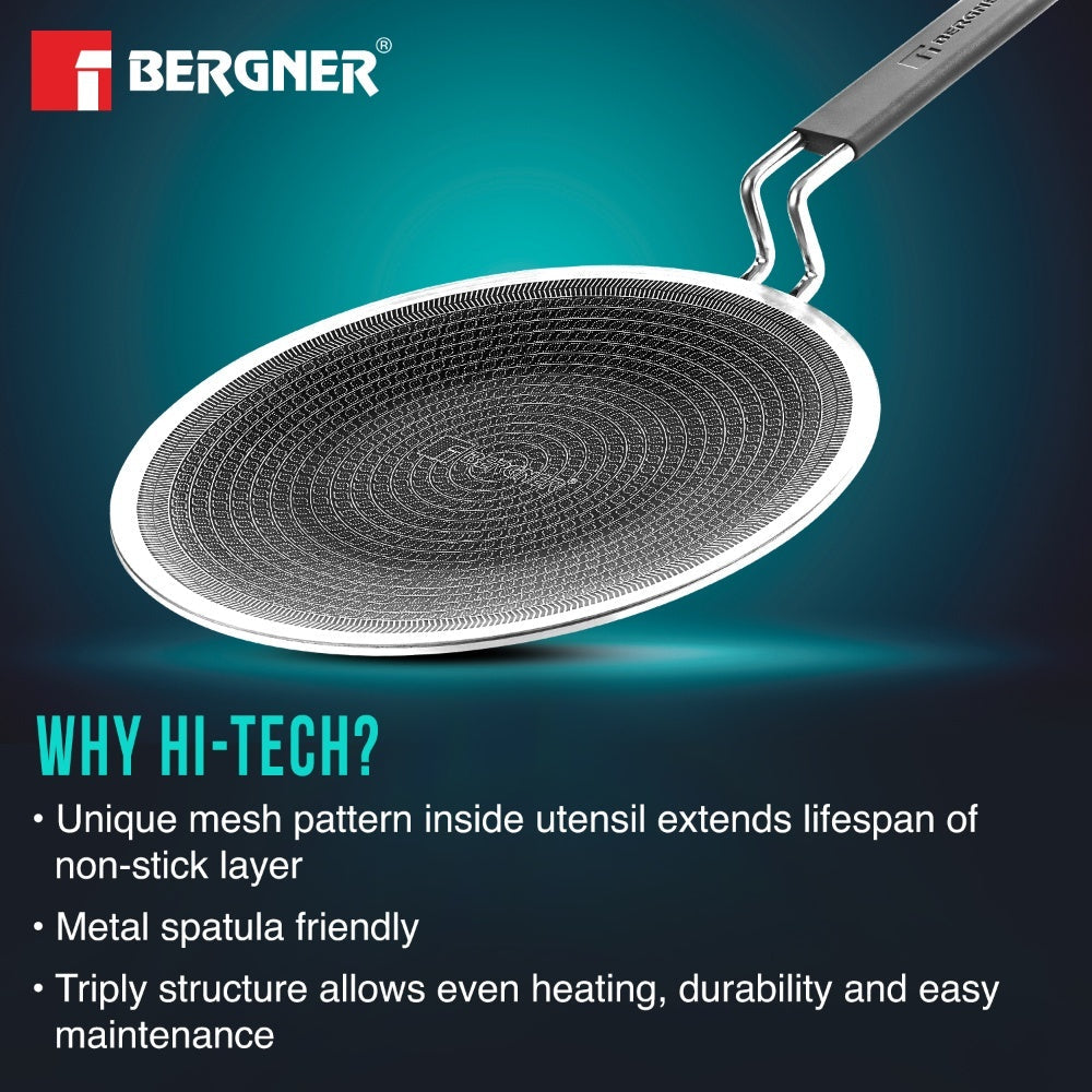 Bergner Hi-Tech Tri-Ply Stainless Steel 22cm Non-Stick Roti Tawa
