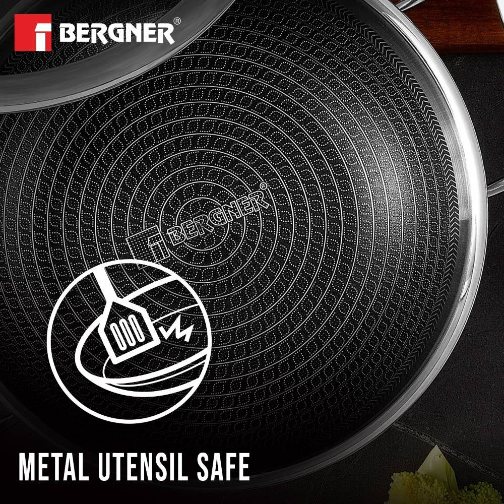Bergner Hi-Tech Triply Kadai, Honeycomb Healthy Non-Stick Coating - Induction Bottom