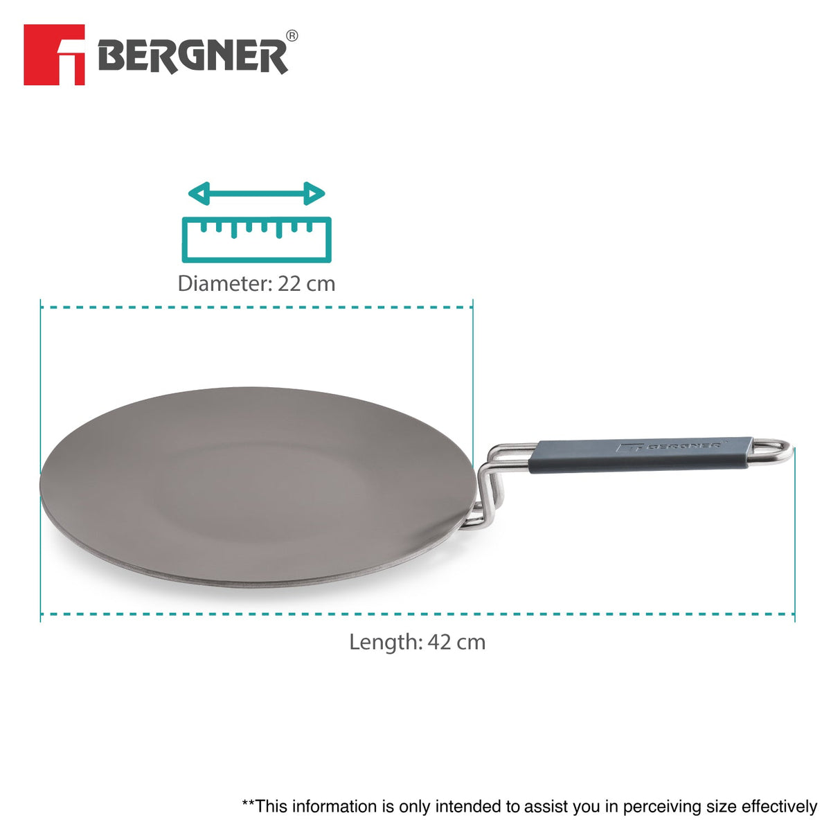Bergner Triply Argent Ceramica 22cm Roti Tawa - Induction Compatible