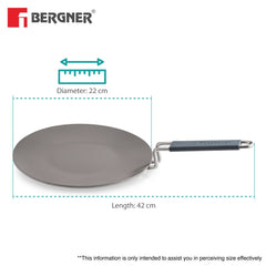 Bergner Triply Argent Ceramica 22cm Roti Tawa - Induction Compatible
