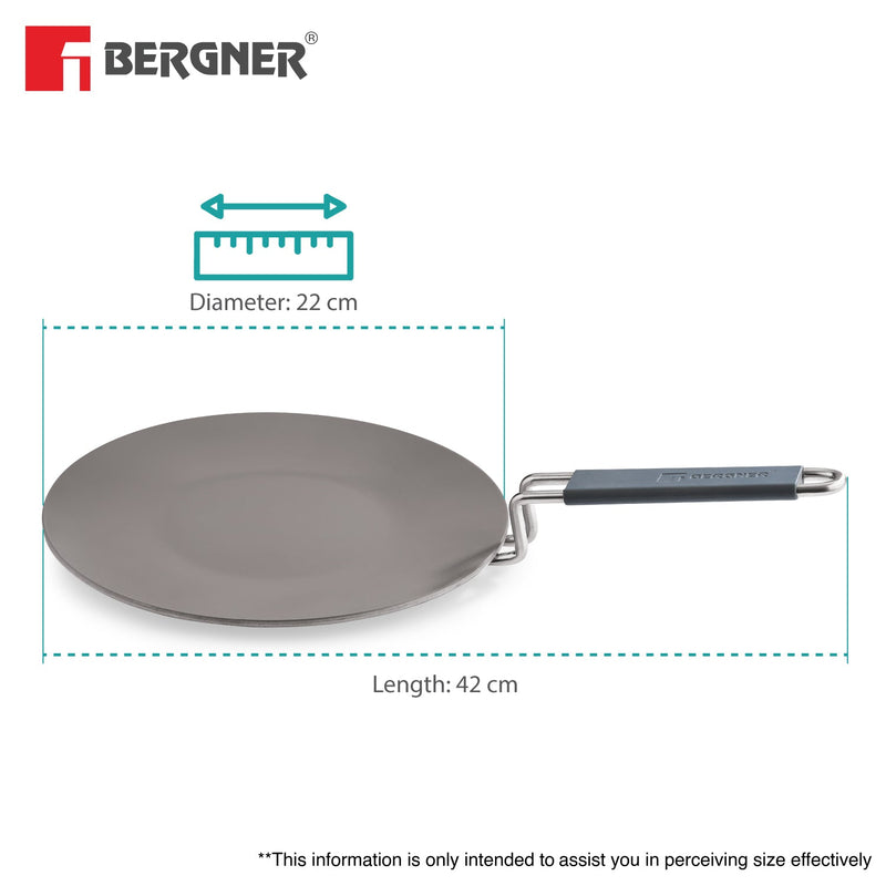 Bergner Triply Argent Ceramica 22cm Roti Tawa - Induction Compatible