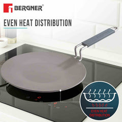 Bergner Triply Argent Ceramica 22cm Roti Tawa - Induction Compatible