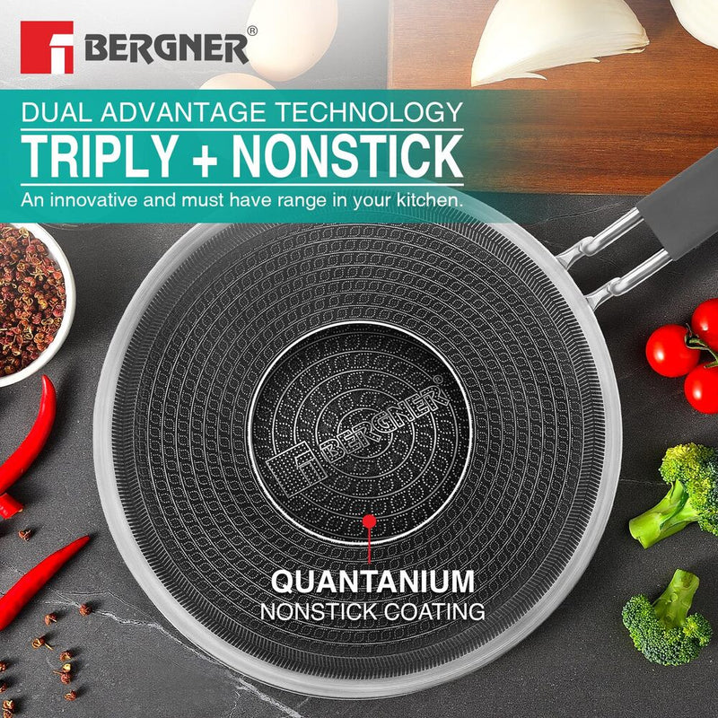 Bergner Hi-Tech Tri-Ply Stainless Steel 28cm Non-Stick Roti Tawa