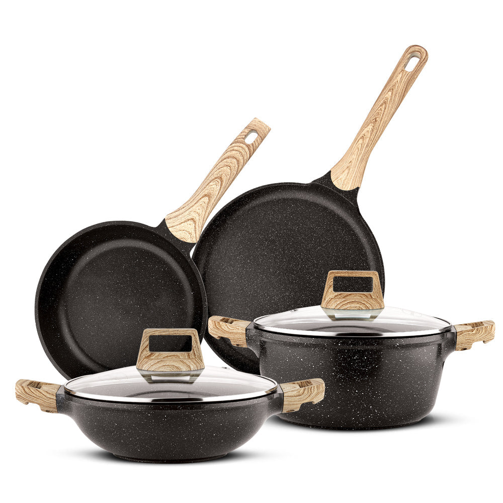 Bergner Sienna Elite Granite 6 Pcs Non-Stick Cookware Set - Induction Bottom