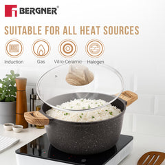 Bergner Sienna Elite Granite 6 Pcs Non-Stick Cookware Set - Induction Bottom