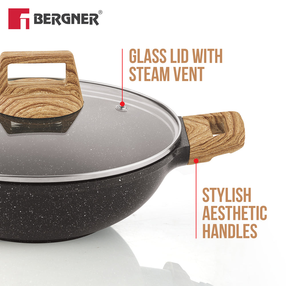 Bergner Sienna Elite Granite 6 Pcs Non-Stick Cookware Set - Induction Bottom