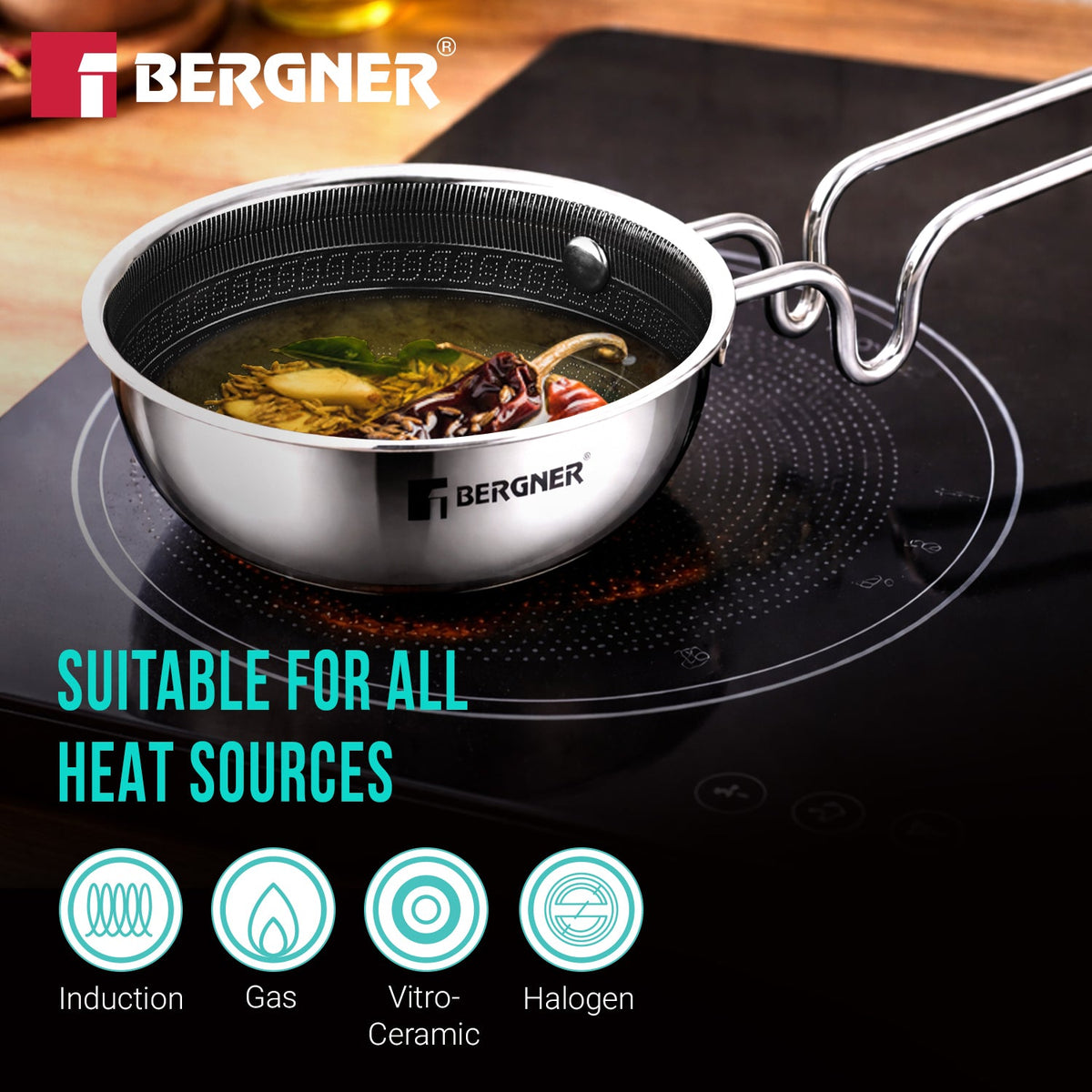 Bergner Hitech Giro Triply Stainless Steel Tadka Pan 12cm
