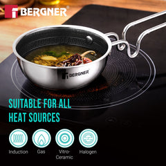 Bergner Hitech Giro Triply Stainless Steel Tadka Pan 12cm