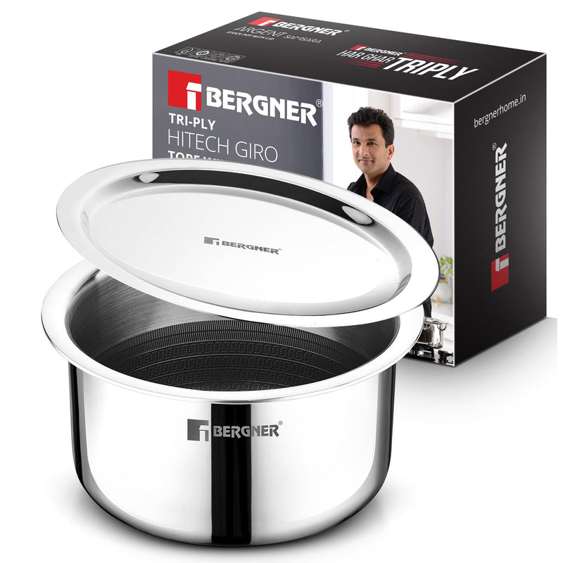 Bergner Hitech Giro Triply Tope with Stainless Steel Lid, 20cm (3.1 L)