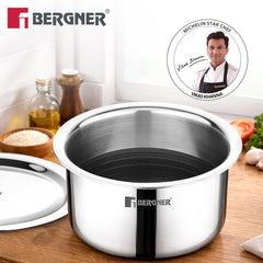 Bergner Hitech Giro Triply Tope with Stainless Steel Lid, 20cm (3.1 L)