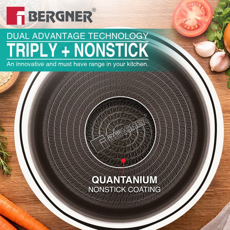 Bergner Hitech Giro Triply Tope with Stainless Steel Lid, 20cm (3.1 L)