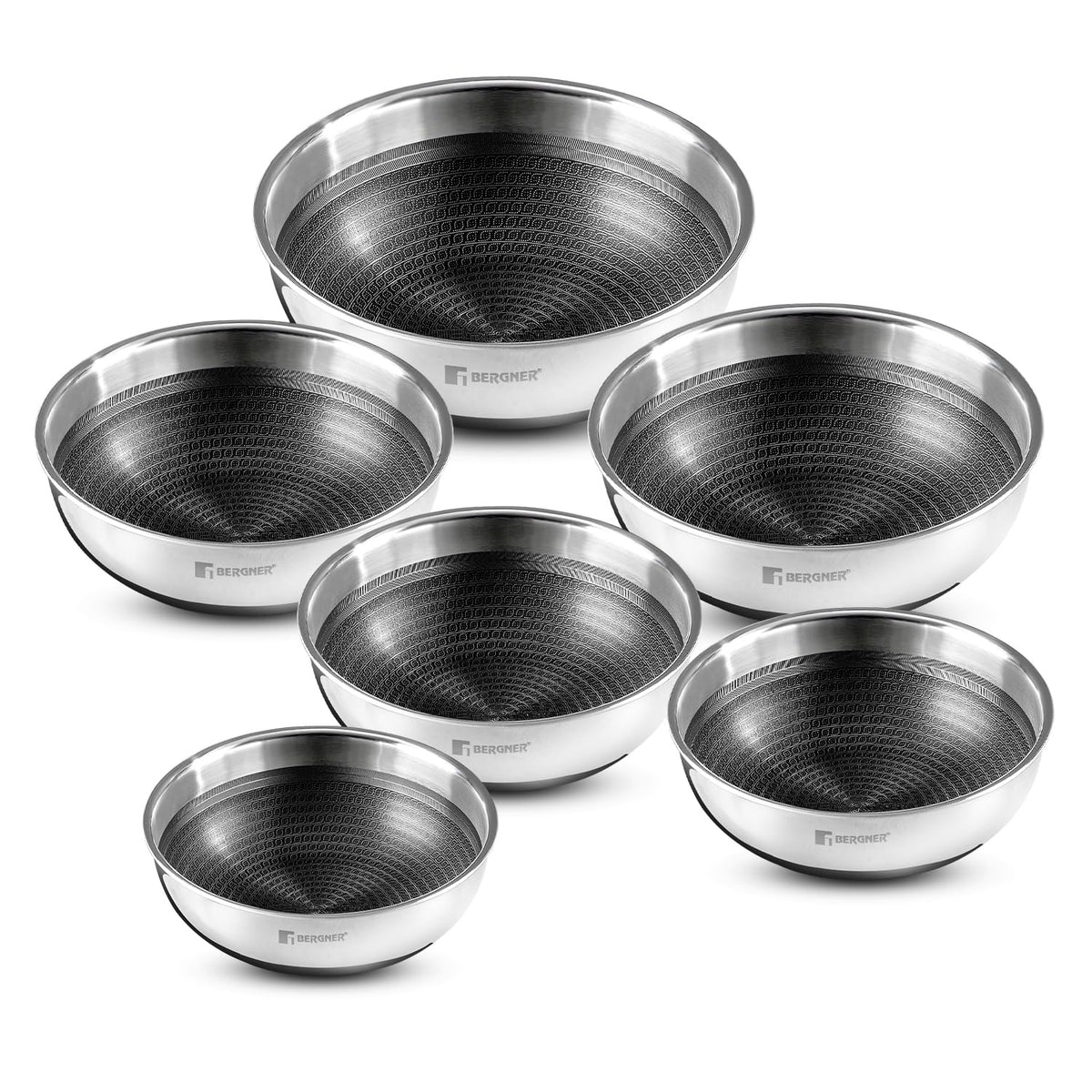 Bergner Hi-Tech Giro Triply Tasra Set of 3, Honeycomb Mesh Non-Stick Coating