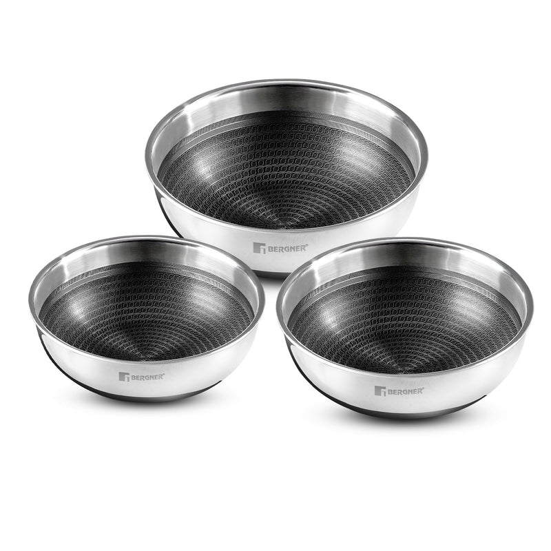 Bergner Hi-Tech Giro Triply Tasra Set of 3, Honeycomb Mesh Non-Stick Coating