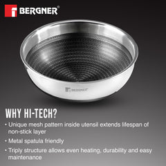 Bergner Hi-Tech Giro Triply Tasra Set of 3, Honeycomb Mesh Non-Stick Coating
