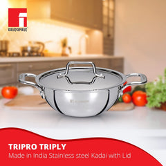 Bergner TriPro Tri-Ply Stainless Steel Kadai