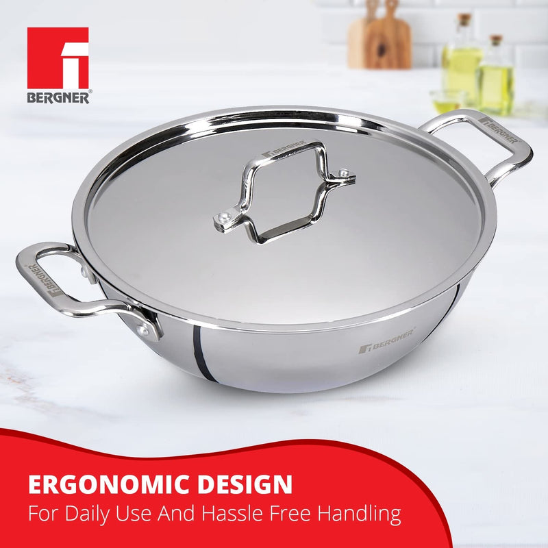 Bergner TriPro Tri-Ply Stainless Steel Kadai