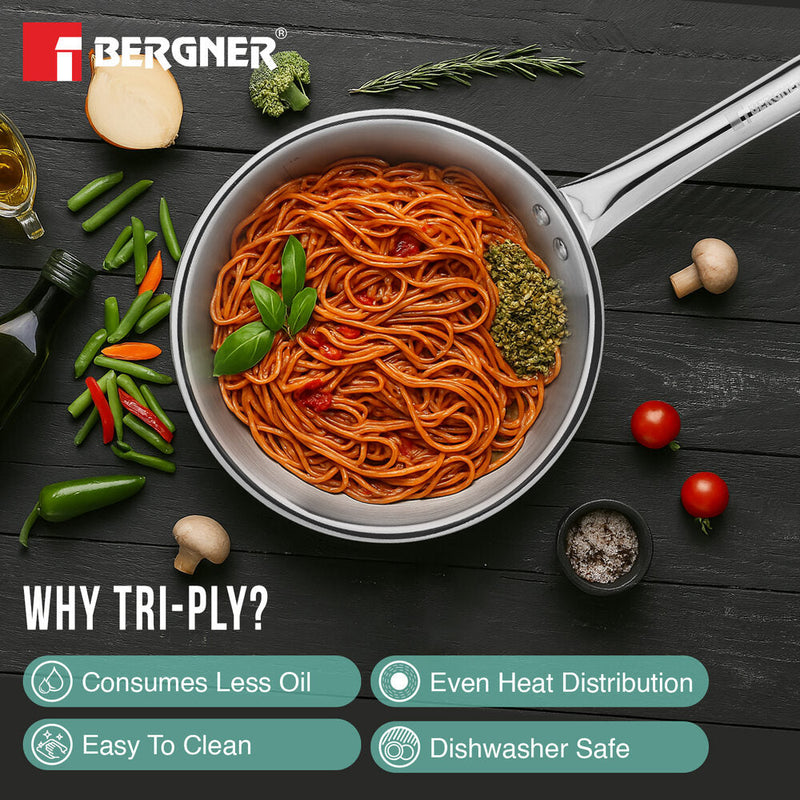 Bergner TriPro Tri-Ply Stainless Steel Frypan