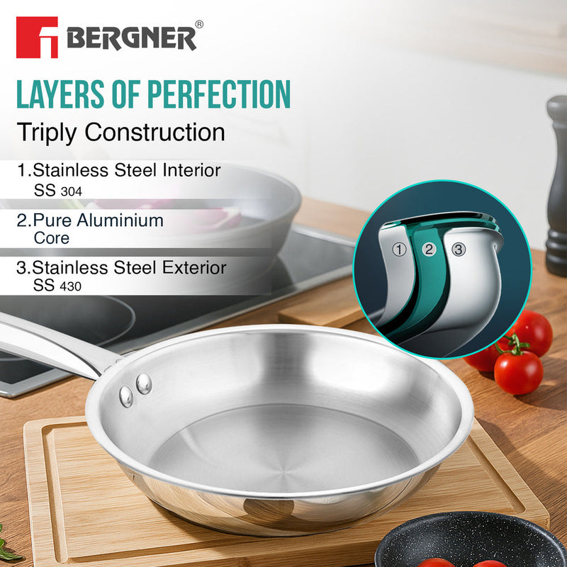 Bergner TriPro Tri-Ply Stainless Steel Frypan