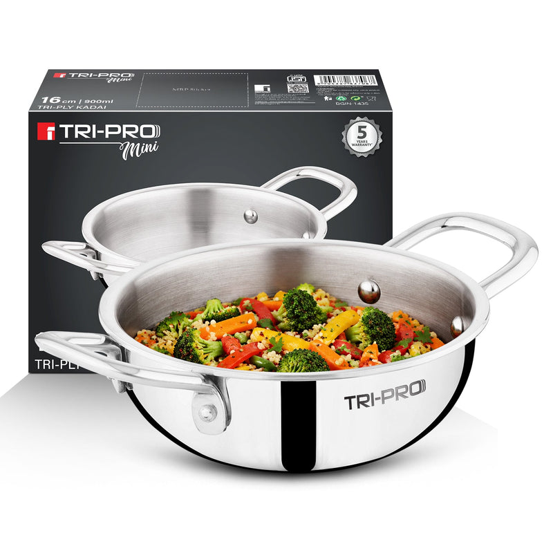 Bergner Tripro Mini Triply Kadai 16cm