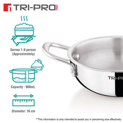 Bergner Tripro Mini Triply Kadai 16cm