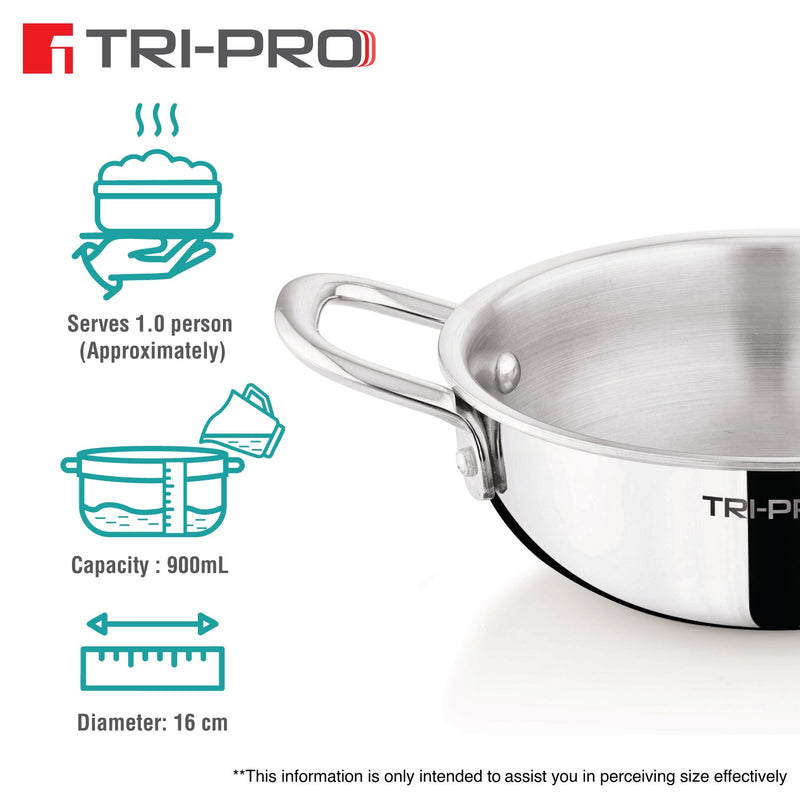 Bergner Tripro Mini Triply Kadai 16cm