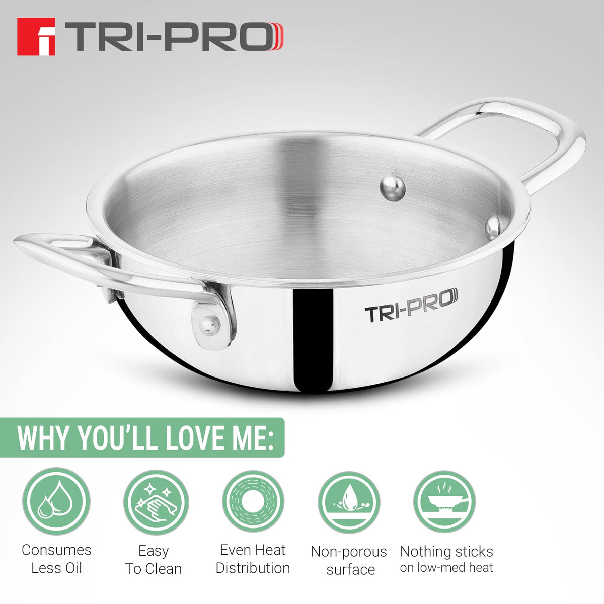 Bergner Tripro Mini Triply Kadai 16cm
