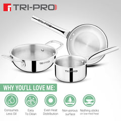 Bergner Tripro Mini 3 Pcs Triply Cookware Set