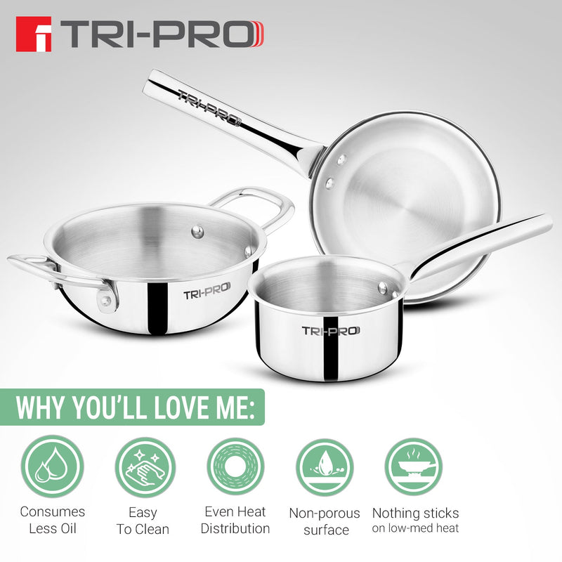 Bergner Tripro Mini 3 Pcs Triply Cookware Set