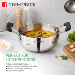 Bergner TriPro Triply Mini Cookware Set 3 Pcs (12cm Saucepan + 14cm Frypan + 14cm Kadai)