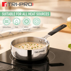 Bergner TriPro Triply Mini Cookware Set 3 Pcs (12cm Saucepan + 14cm Frypan + 14cm Kadai)