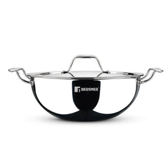 Bergner Argent Tri-Ply Stainless Steel Deep Kadai - Induction Bottom