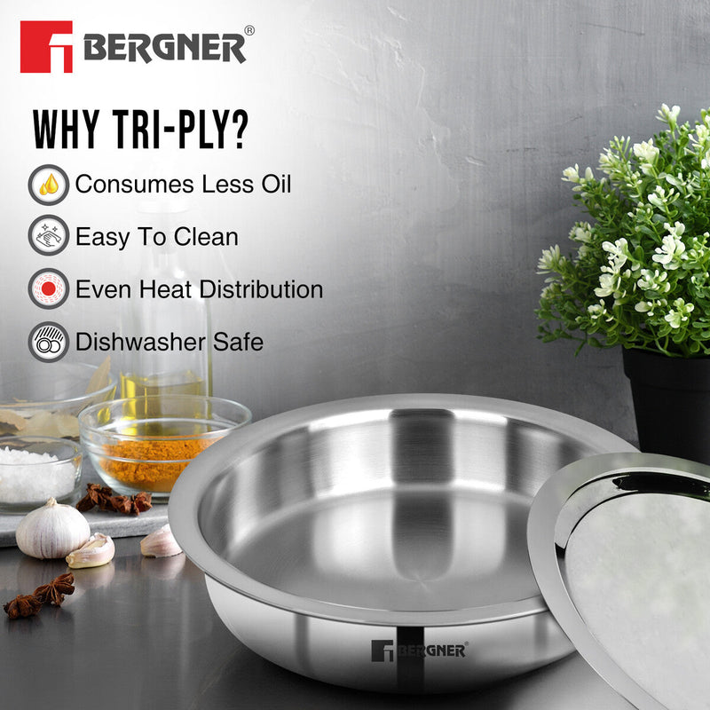 Bergner Argent Tri-Ply Stainless Steel 24cm (2.8 L) Lagdi