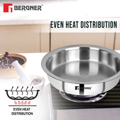 Bergner Argent Tri-Ply Stainless Steel 26cm (3.5 L) Lagdi with Lid