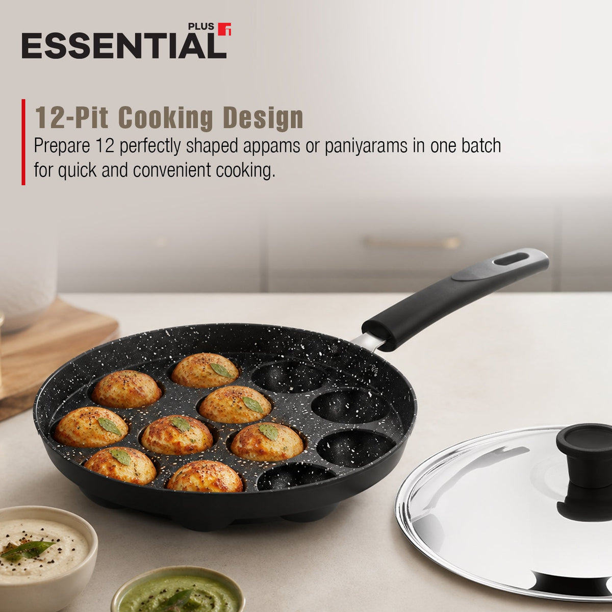 Bergner Essential Plus Amarone Die Cast Appam Patra 12 Pits (22cm Dia)