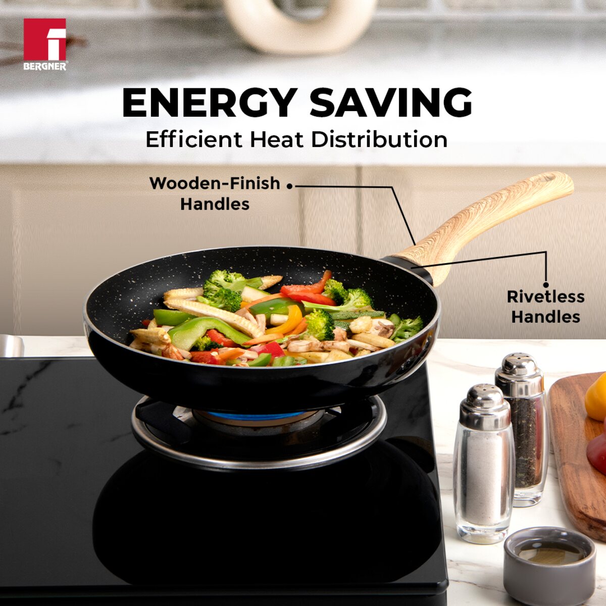 Bergner Bellini Plus Aura 5-Layer Non-Stick Omelet Pan / Frypan - Induction Bottom