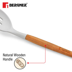 Bergner Naturally Silicone Slotted Spoon 32cm with Wooden Handle