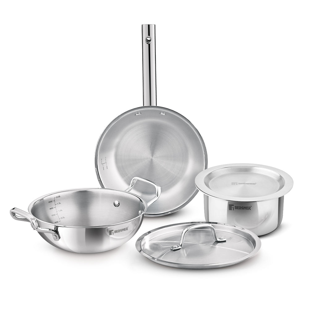 Bergner TriPro TriPly Stainless Steel Cook Serve N Keep 5 Pcs Cookware Set