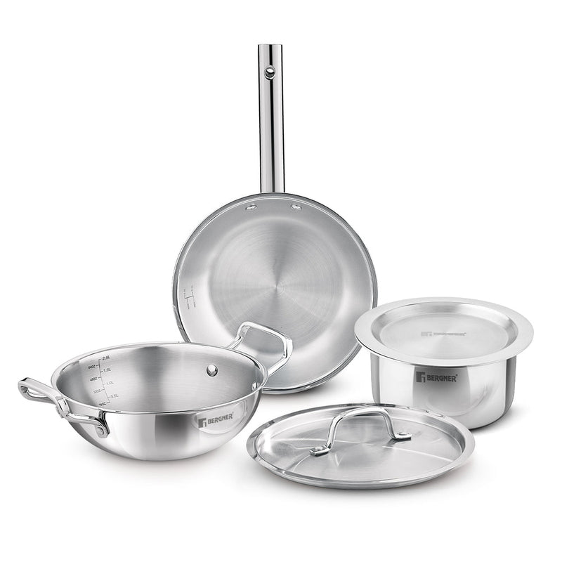 Bergner TriPro TriPly Stainless Steel Cook Serve N Keep 5 Pcs Cookware Set