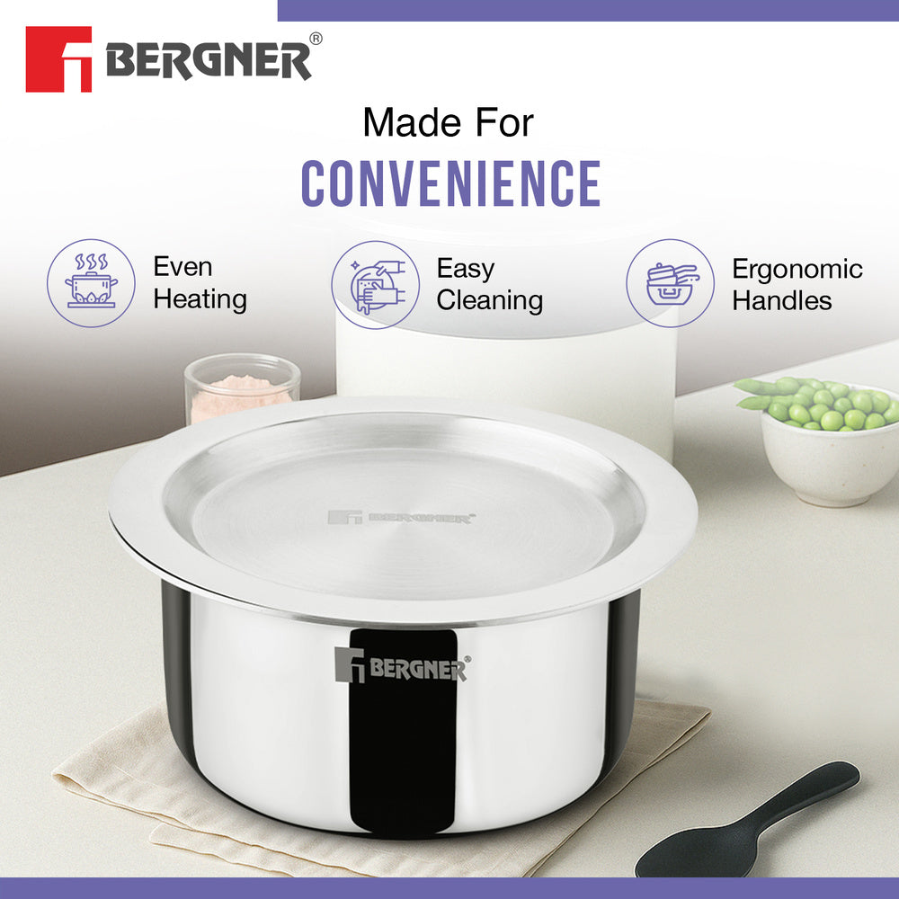 Bergner TriPro TriPly Stainless Steel Cook Serve N Keep 5 Pcs Cookware Set